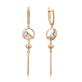 Серьги «Контрасты» из комбинированного золота с натуральным топазом white 02-4828-00-201-1111