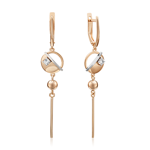 Серьги «Контрасты» из комбинированного золота с натуральным топазом white 02-4828-00-201-1111