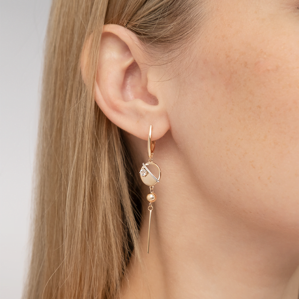 Серьги «Контрасты» из комбинированного золота с натуральным топазом white 02-4828-00-201-1111