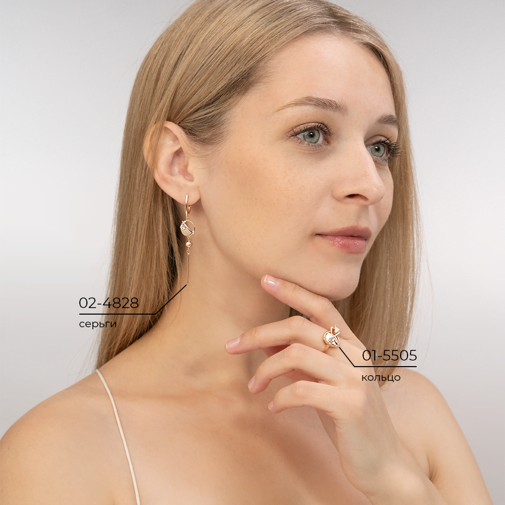 Серьги «Контрасты» из комбинированного золота с натуральным топазом white 02-4828-00-201-1111