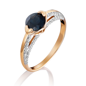 Кольцо из красного золота с сапфиром и бриллиантами 01-1421-00-105-1110-30