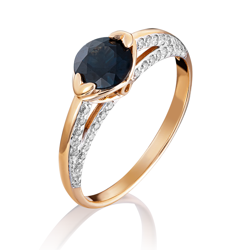 Кольцо из красного золота с сапфиром и бриллиантами 01-1421-00-105-1110-30