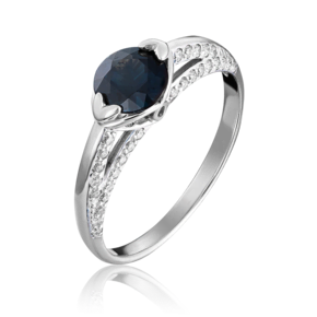 Кольцо из белого золота с сапфиром и бриллиантами 01-1422-00-105-1120-30