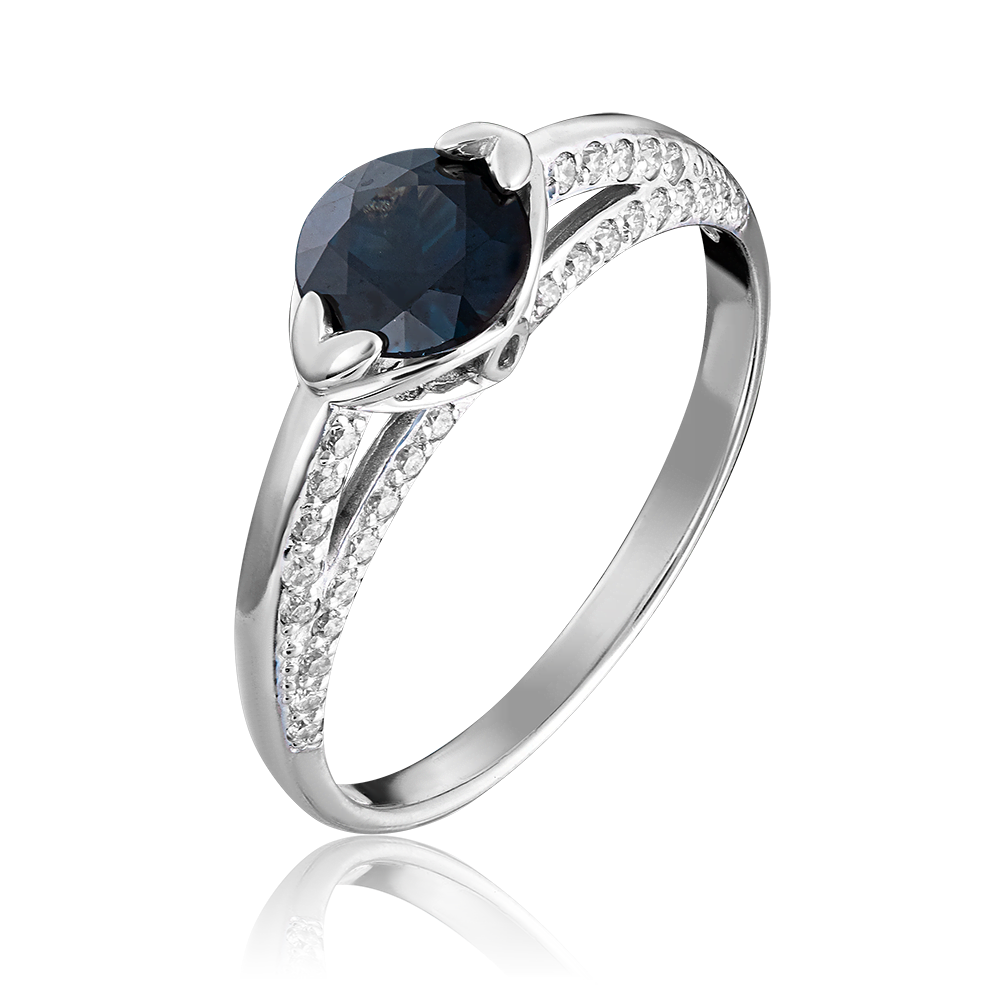 Кольцо из белого золота с сапфиром и бриллиантами 01-1422-00-105-1120-30