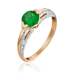 Кольцо из красного золота с изумрудом и бриллиантами 01-1421-00-106-1110-30