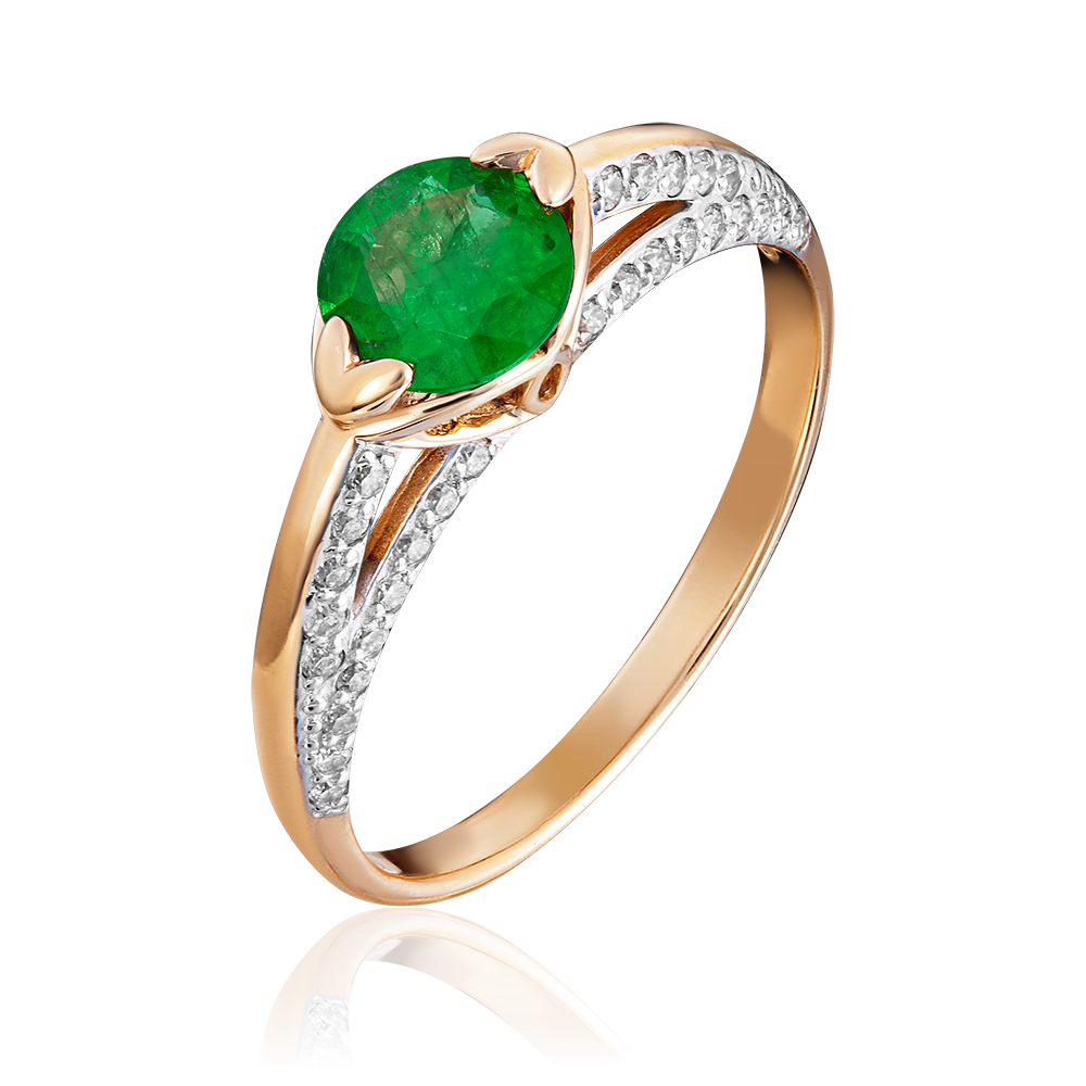 Кольцо из красного золота с изумрудом и бриллиантами 01-1421-00-106-1110-30
