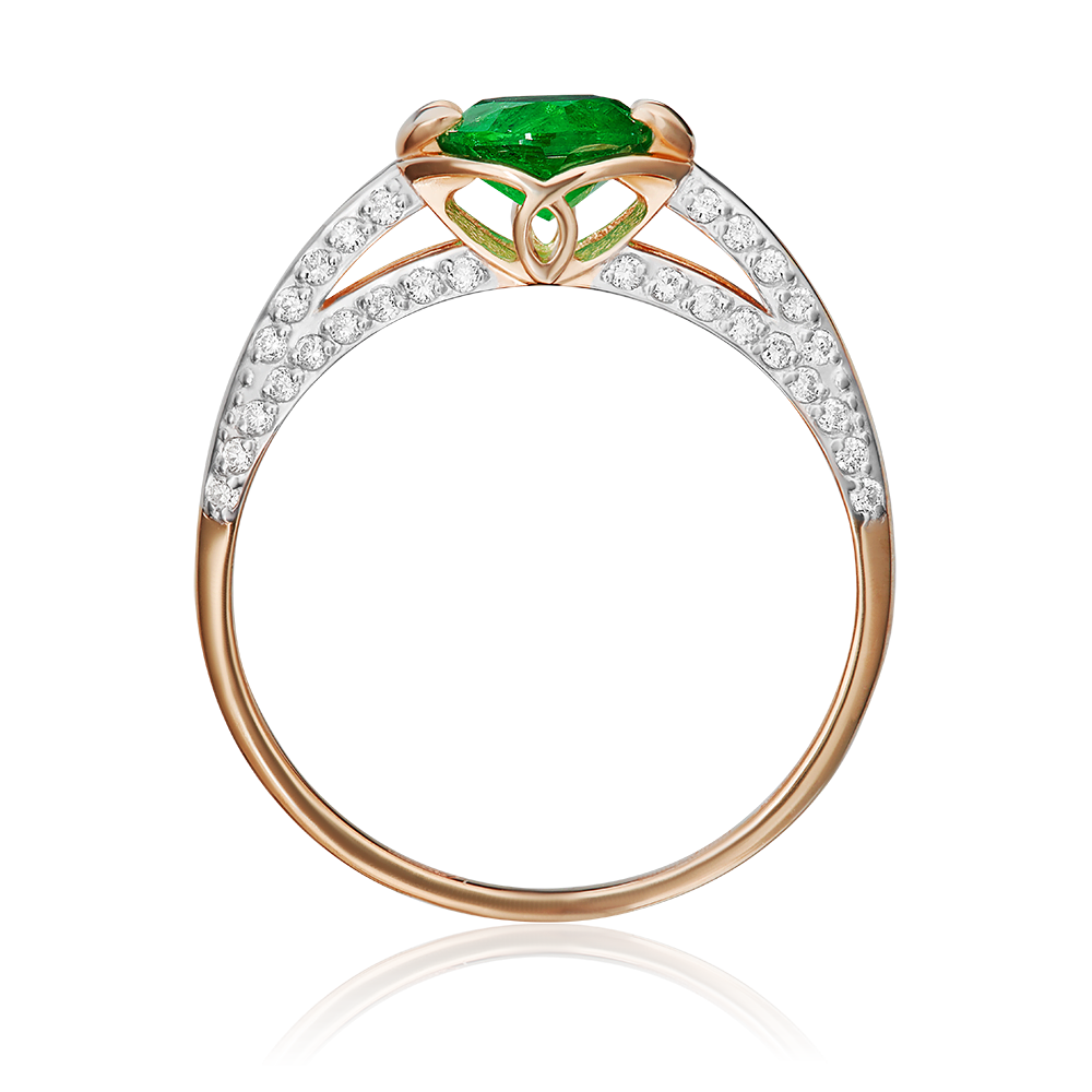Кольцо из красного золота с изумрудом и бриллиантами 01-1421-00-106-1110-30