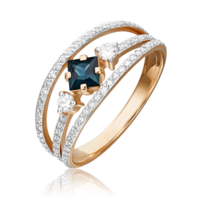 Кольцо из красного золота с сапфиром и бриллиантами 01-1423-00-105-1110-30