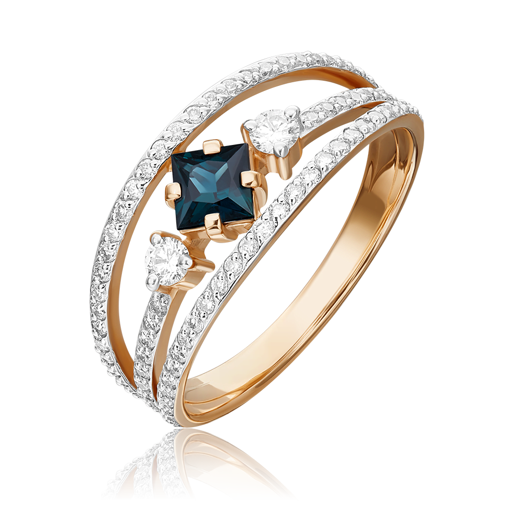 Кольцо из красного золота с сапфиром и бриллиантами 01-1423-00-105-1110-30