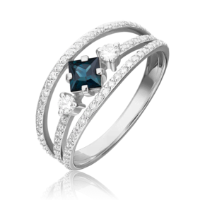 Кольцо из белого золота с сапфиром и бриллиантами 01-1424-00-105-1120-30
