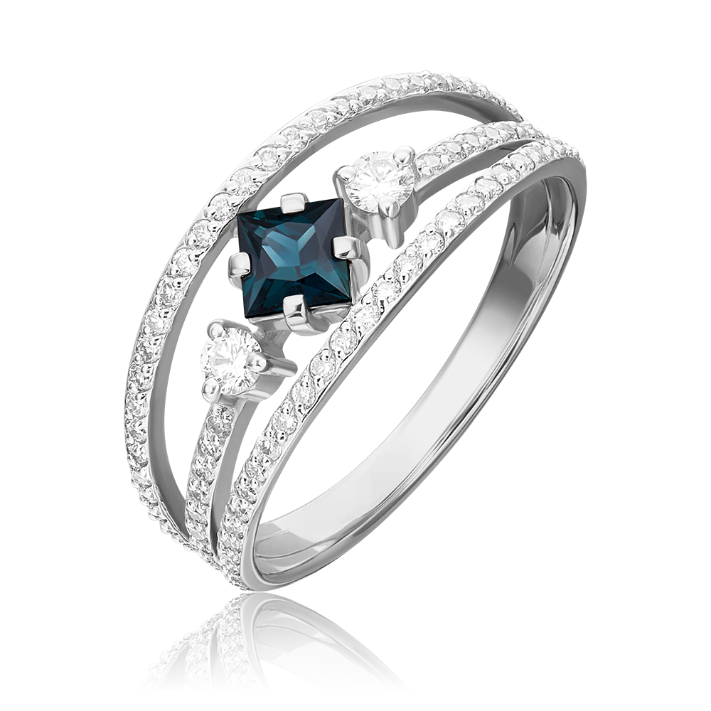 Кольцо из белого золота с сапфиром и бриллиантами 01-1424-00-105-1120-30