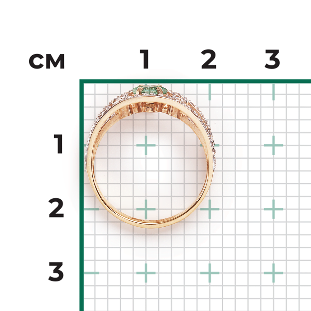 Кольцо из красного золота с изумрудом и бриллиантами 01-1423-00-106-1110-30