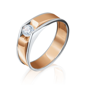 Кольцо из комбинированного золота с фианитом 01-5075-00-401-1111