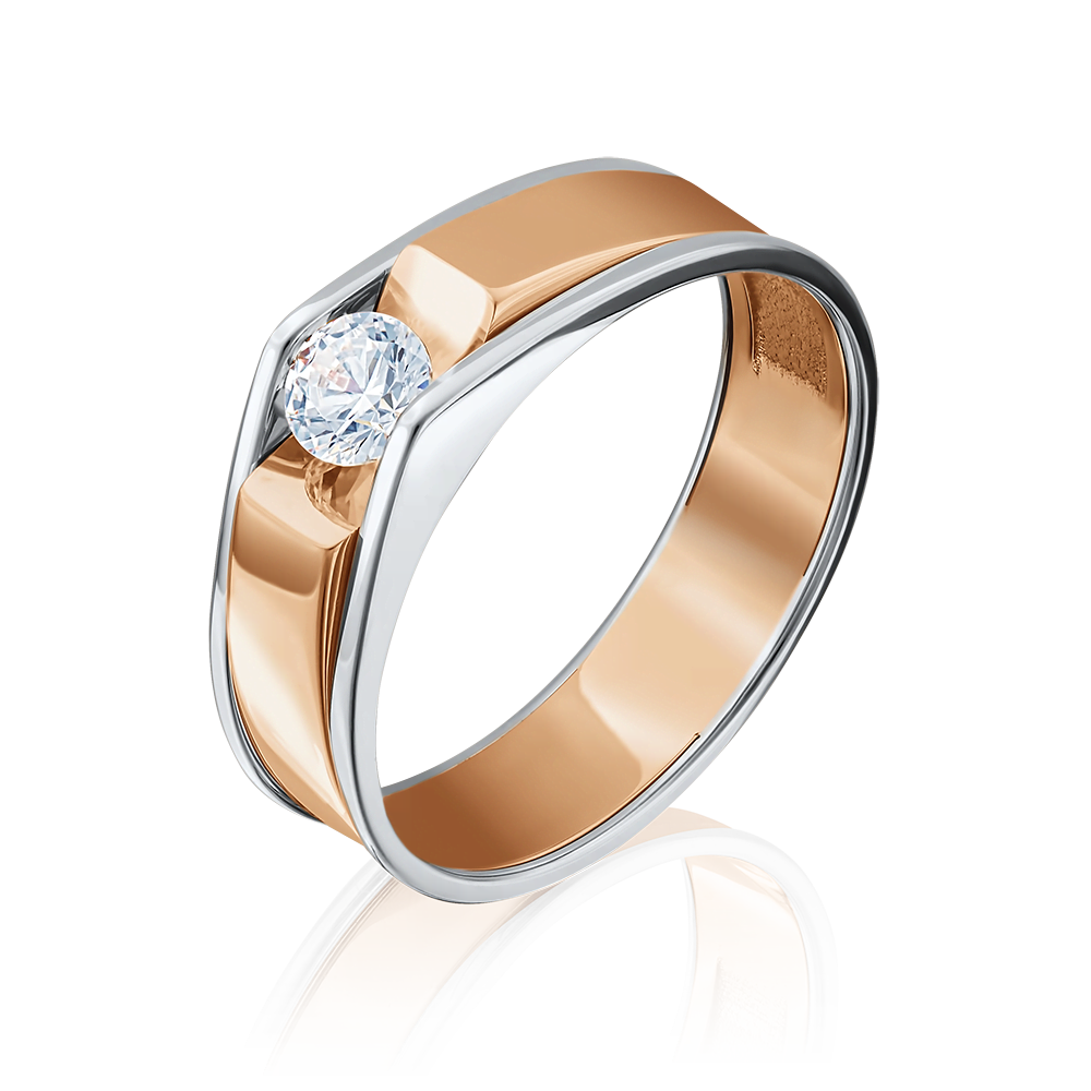 Кольцо из комбинированного золота с фианитом 01-5075-00-401-1111