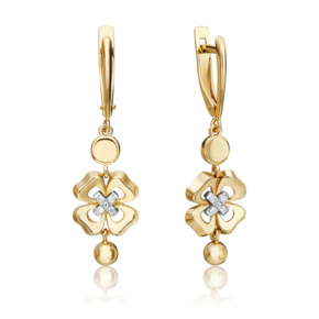 Серьги «Клевер. Незабываемые моменты» с английским замком из комбинированного золота с бриллиантами 02-4815-00-101-1121