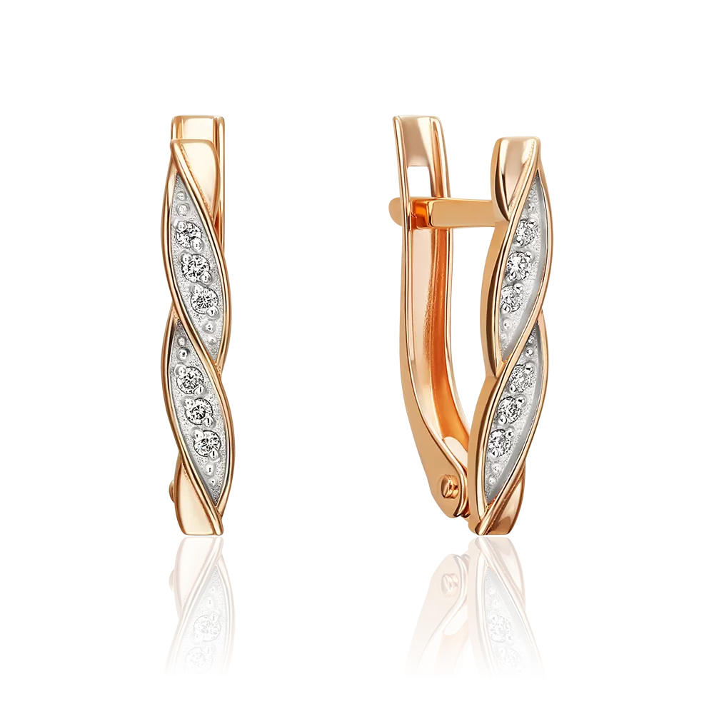 Серьги с английским замком из красного золота с бриллиантами 02-5621-00-101-1110