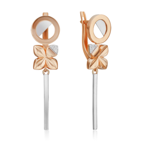 Серьги с английским замком из комбинированного золота с бриллиантами 02-4985-00-101-1111