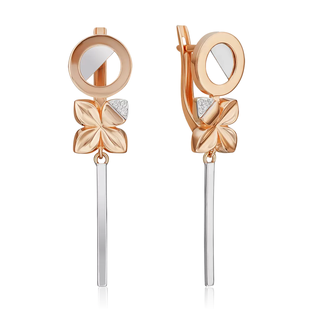 Серьги с английским замком из комбинированного золота с бриллиантами 02-4985-00-101-1111