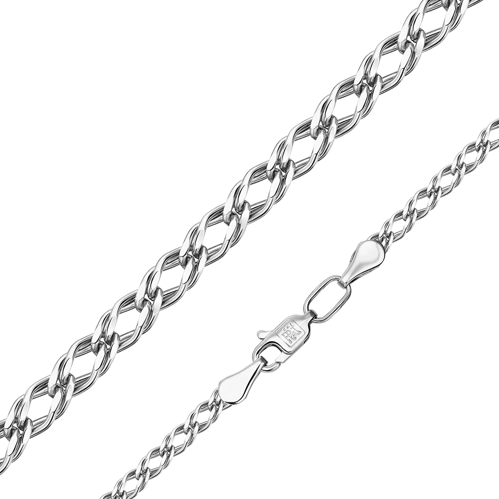 Цепь из белого золота с алмазной гранью (плетение «Двойной ромб») 21-0311-050-1120-17