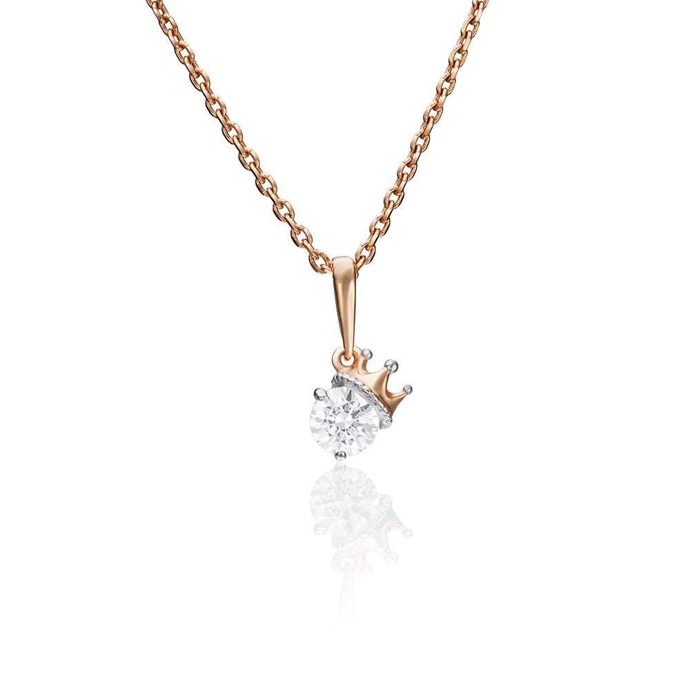 Подвеска «Корона» из красного золота с фианитом 03-2947-00-501-1110-38