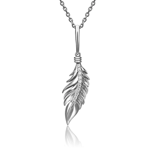 Подвеска «Перо» из белого золота с фианитами 03-2977-00-401-1120-23