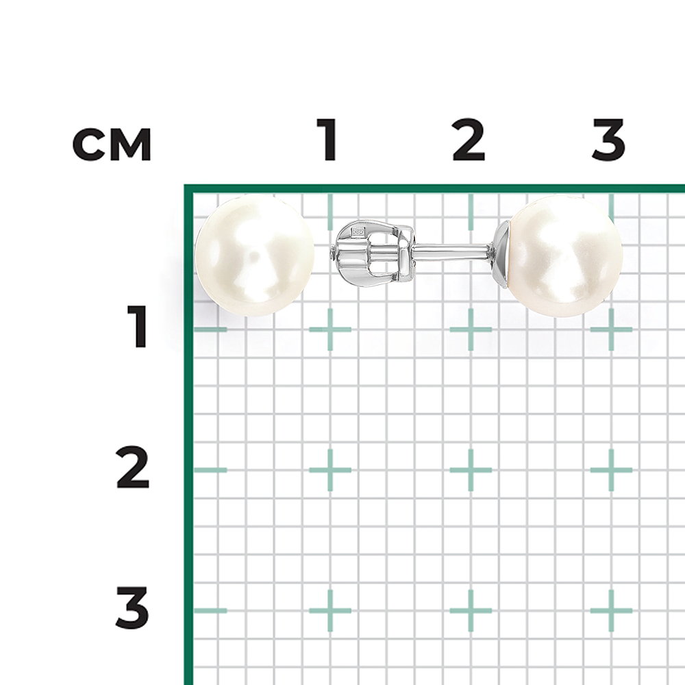 Серьги-пусеты из белого золота с жемчугом культивированным 02-1743-00-301-1120-31