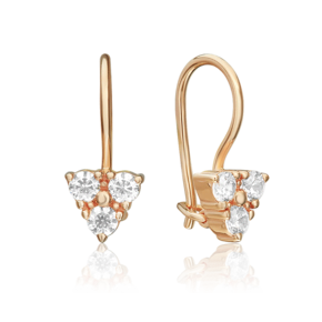 Детские серьги с французским замком из красного золота с фианитами 02-1751-00-401-1110-03