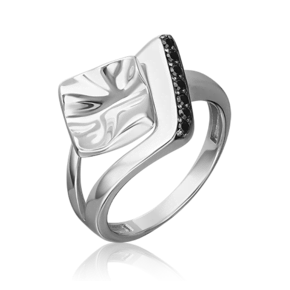 Кольцо из серебра с чёрными фианитами 01-5644-00-402-0200