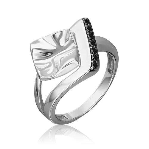 Кольцо из серебра с чёрными фианитами 01-5644-00-402-0200