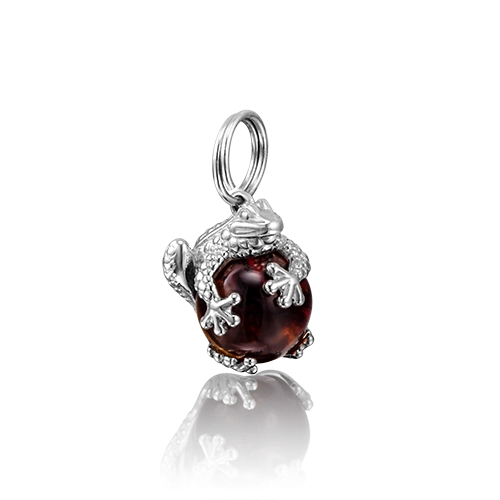 Подвеска «Лягушка» из серебра с янтарём 03-2778-00-271-0200-62