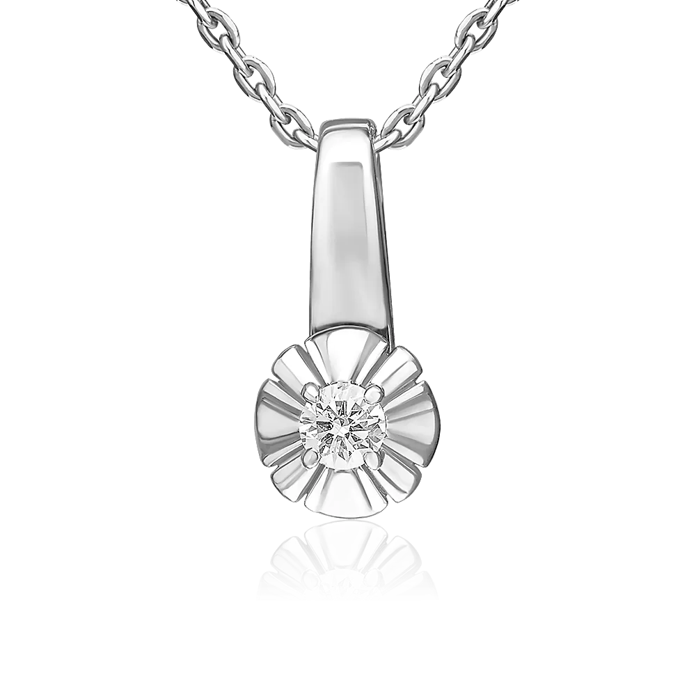 Подвеска из белого золота с бриллиантом 03-3518-00-101-1120