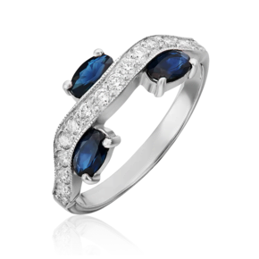Кольцо из белого золота с сапфирами и бриллиантами 01-5524-00-105-1120-30
