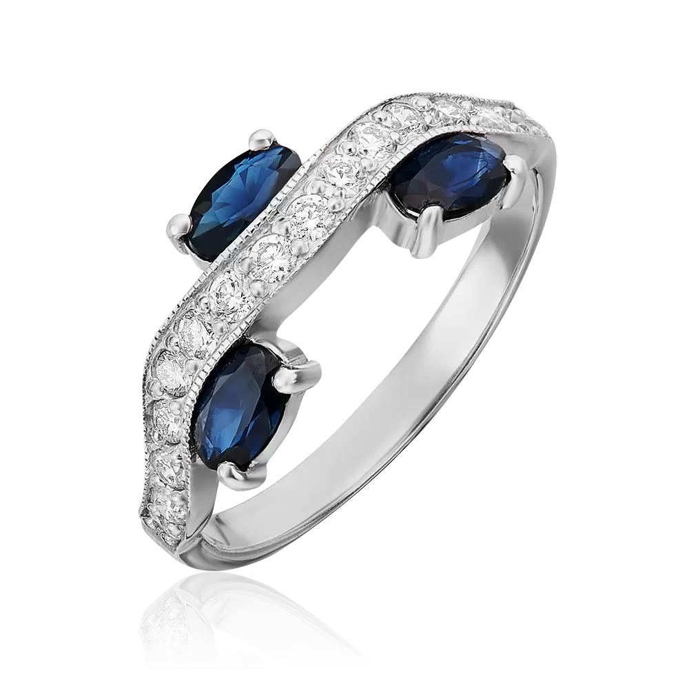 Кольцо из белого золота с сапфирами и бриллиантами 01-5524-00-105-1120-30