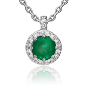 Подвеска из белого золота с изумрудом и бриллиантами