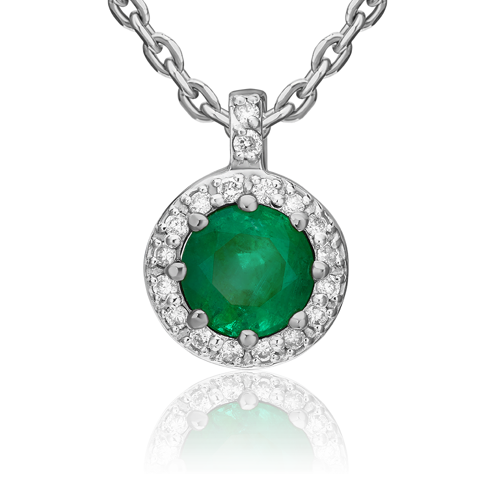 Подвеска из белого золота с изумрудом и бриллиантами 03-0429-00-106-1120-30