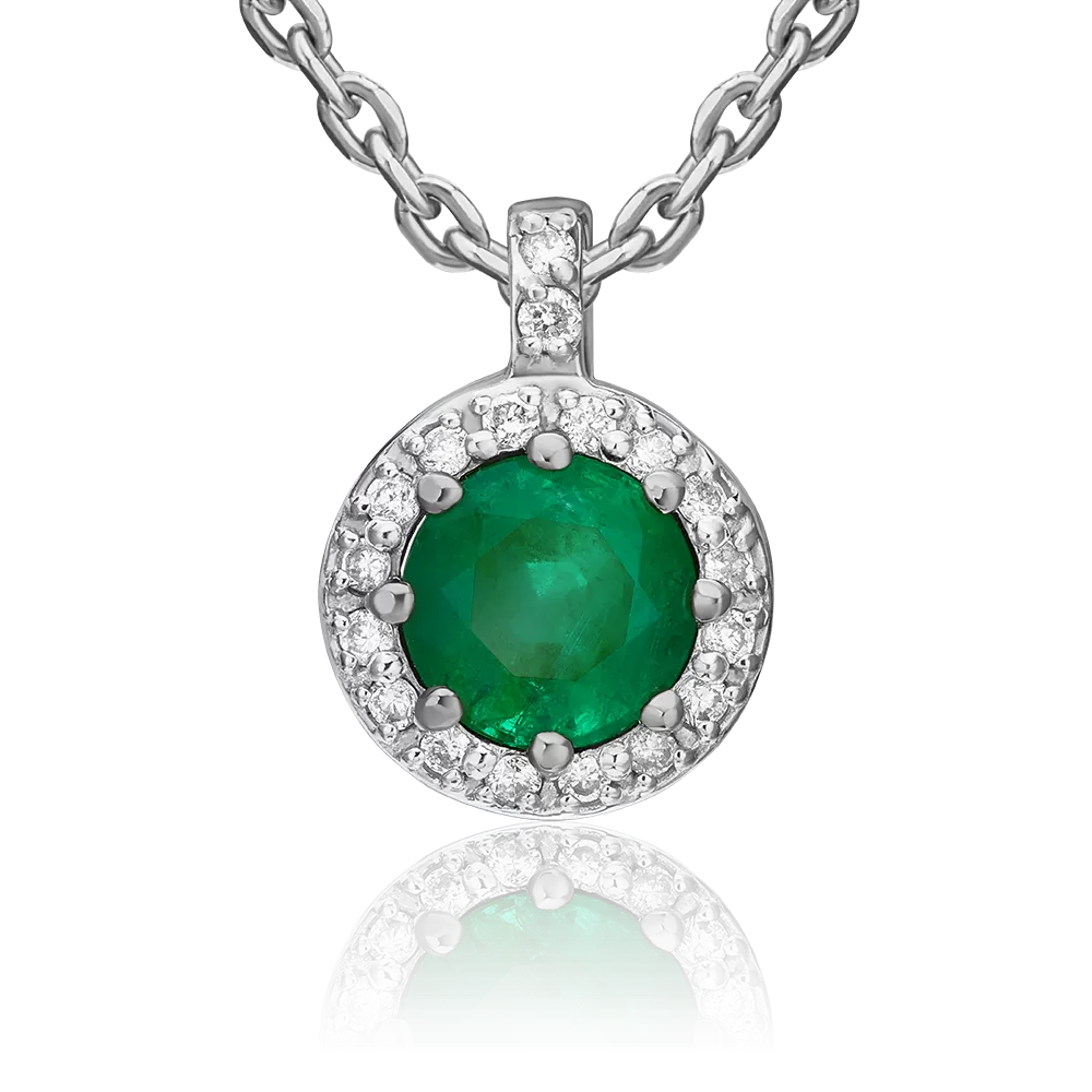 Подвеска из белого золота с изумрудом и бриллиантами 03-0429-00-106-1120-30