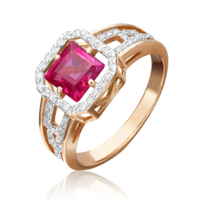 Кольцо из красного золота с рубином и бриллиантами 01-1321-00-107-1110-30