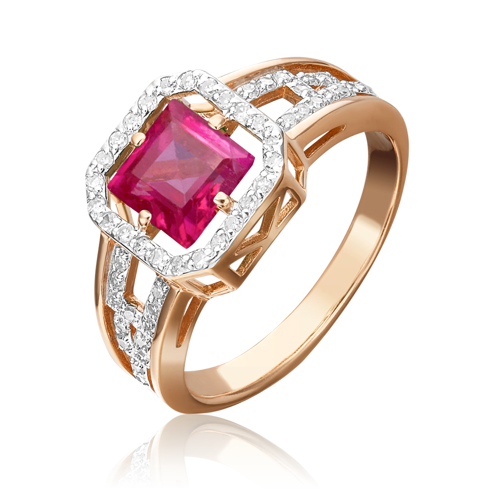Кольцо из красного золота с рубином и бриллиантами 01-1321-00-107-1110-30