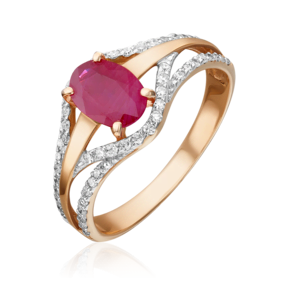 Кольцо из красного золота с рубином и бриллиантами 01-1323-00-107-1110-30