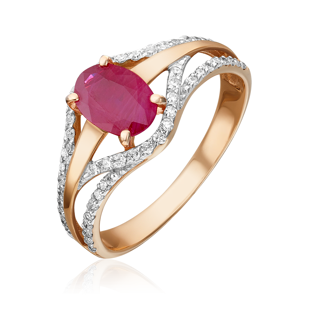 Кольцо из красного золота с рубином и бриллиантами 01-1323-00-107-1110-30