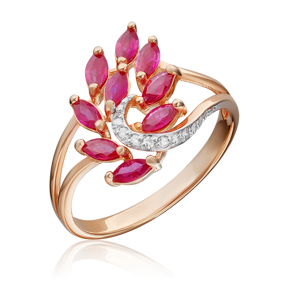 Кольцо из красного золота с рубинами и бриллиантами 01-1353-00-107-1110-30