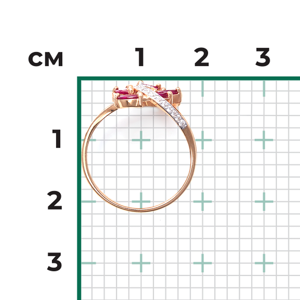 Кольцо из красного золота с рубинами и бриллиантами 01-1353-00-107-1110-30