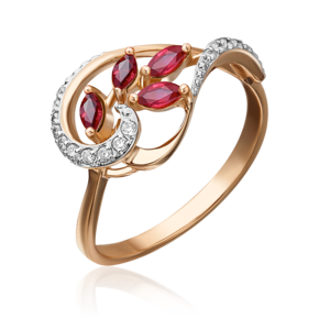 Кольцо из красного золота с рубинами и бриллиантами 01-1363-00-107-1110-30