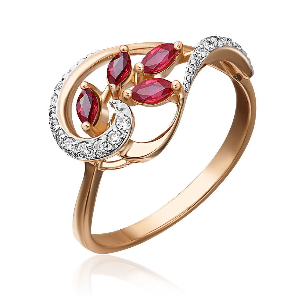 Кольцо из красного золота с рубинами и бриллиантами 01-1363-00-107-1110-30