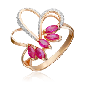 Кольцо из красного золота с рубинами и бриллиантами 01-1365-00-107-1110-30