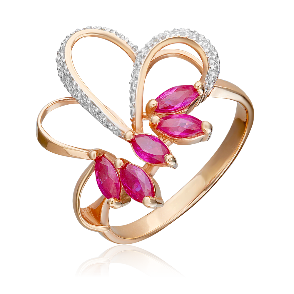 Кольцо из красного золота с рубинами и бриллиантами 01-1365-00-107-1110-30