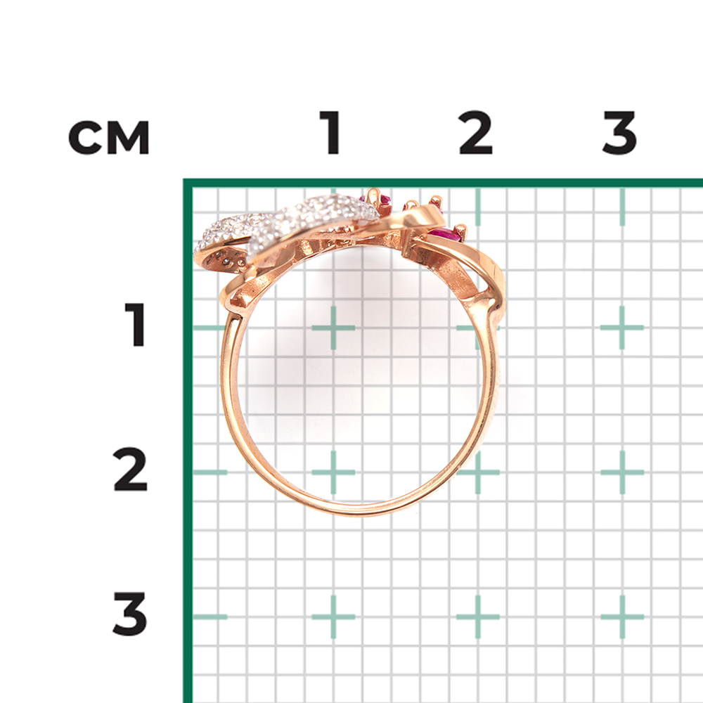 Кольцо из красного золота с рубинами и бриллиантами 01-1365-00-107-1110-30