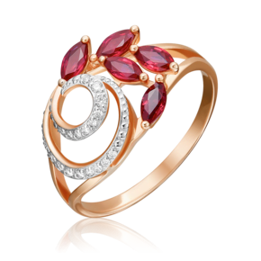 Кольцо из красного золота с рубинами и бриллиантами 01-1368-00-107-1110-30