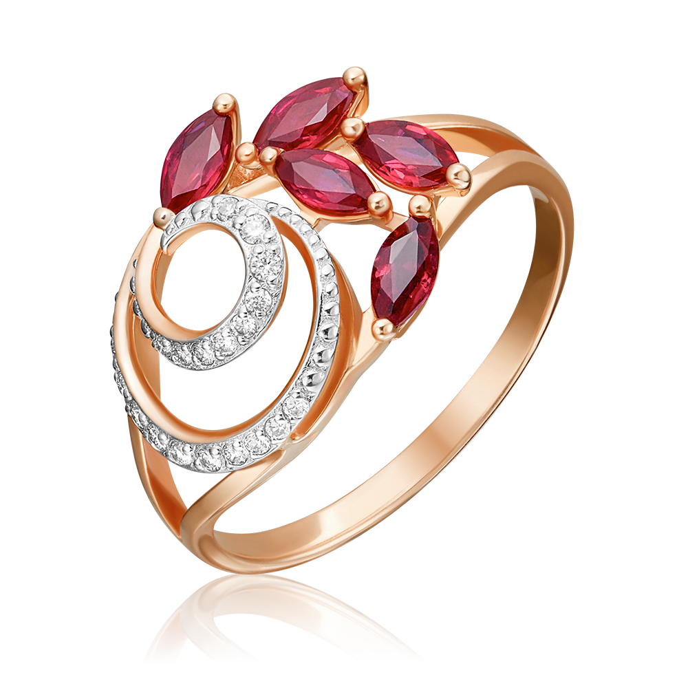 Кольцо из красного золота с рубинами и бриллиантами 01-1368-00-107-1110-30