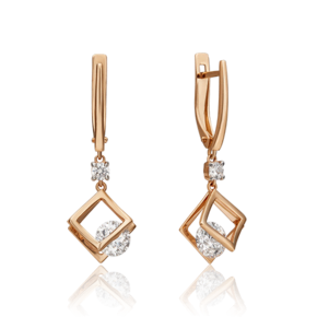 Серьги с английским замком из красного золота с фианитами 02-4574-00-401-1110